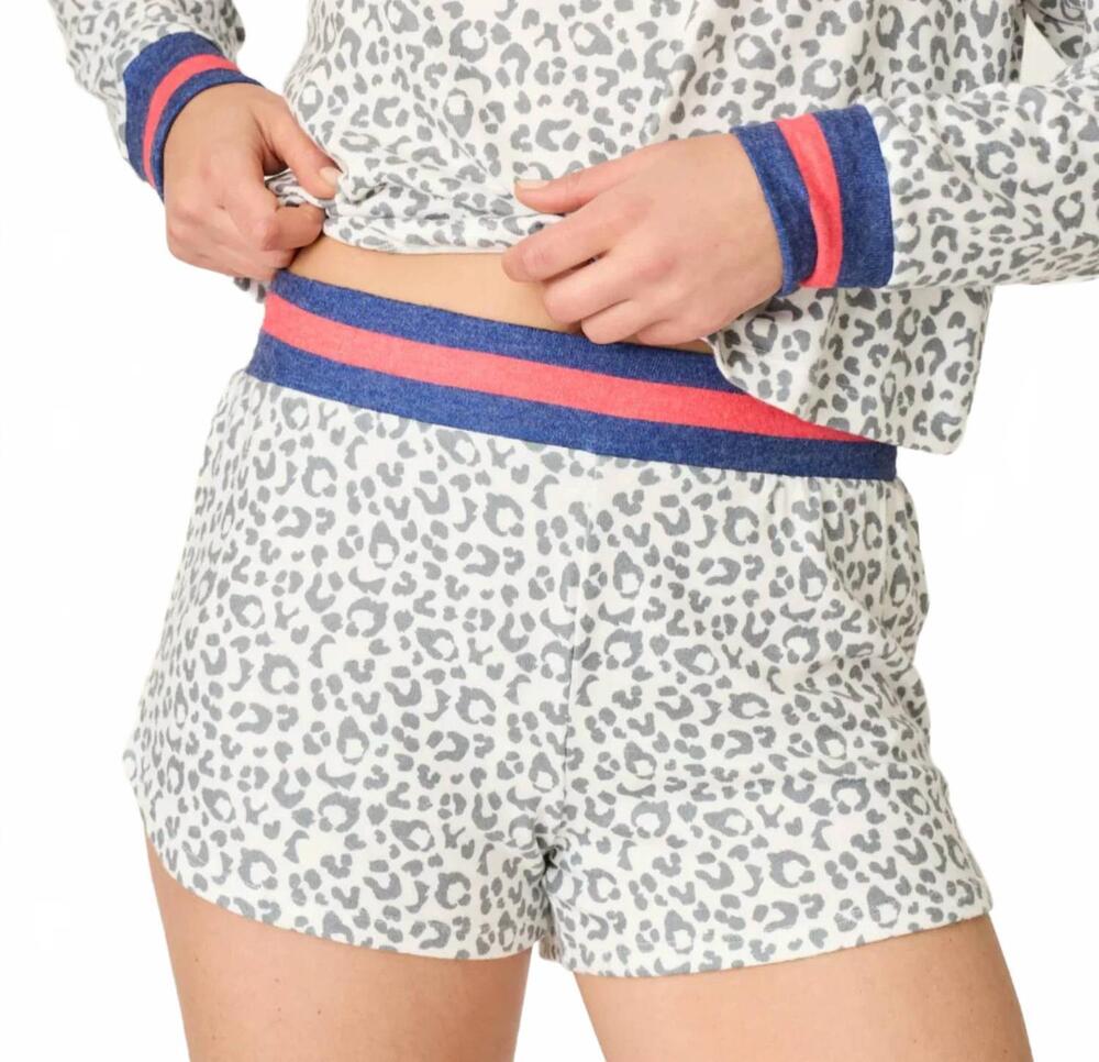 NEW PJ SALVAGE women's cat's meow sleep shorts in grey leopard